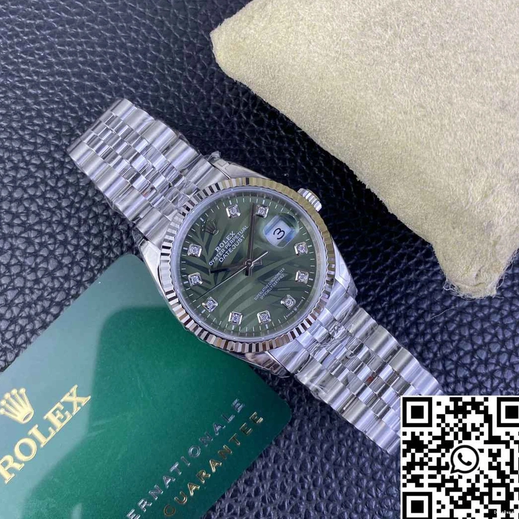 Datejust Dial Green Clean M126234 36MM Motif Diamond Steel Hourmarker Stainless Factory Rolex 0706